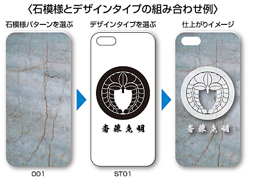 家紋入りiPhoneケース(Stone)石パターンとデザインタイプの組み合わせ説明2