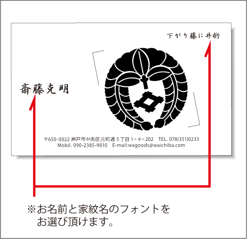 家紋名刺Y01書体説明