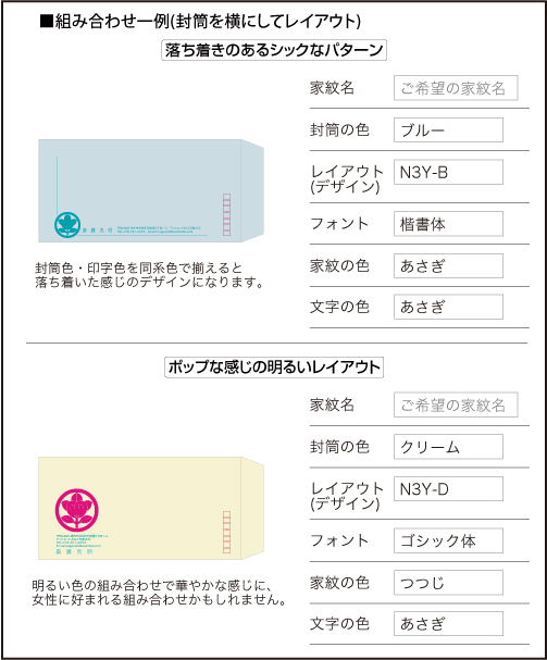 家紋封筒　横レイアウト例